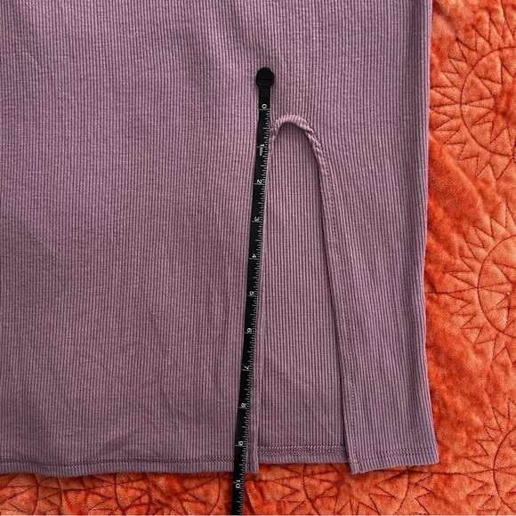 Fashion Nova Heart Hips Mauve Ribbed Bodycon Dress Side Slit - Picture 7 of 9